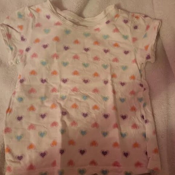 Toddler Girls Falls Creek White Multi-Colored Hearts Short Sleeve Shirt Size 4T - Picture 1 of 3